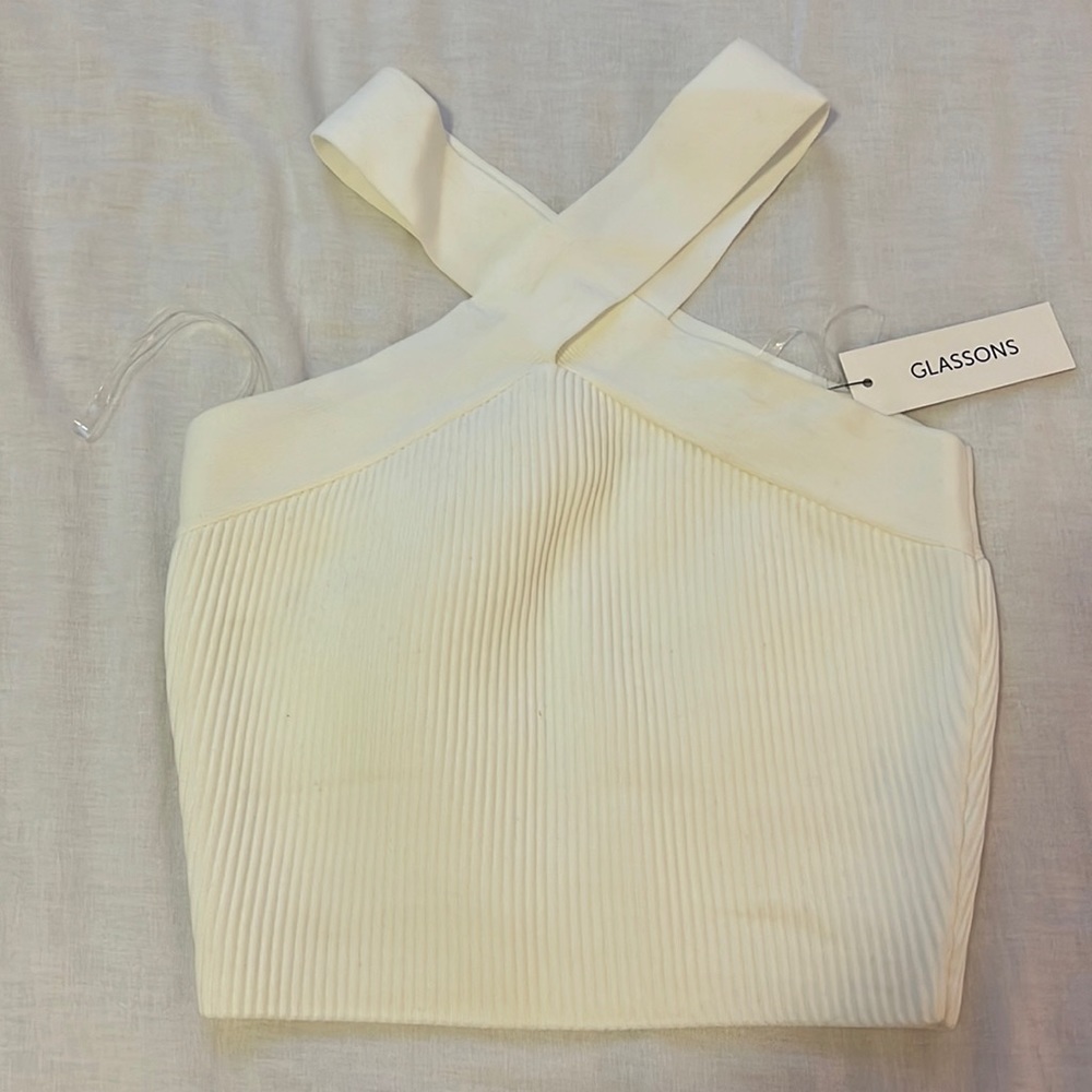 NWT Glassons Ribbed Halter Knit Top